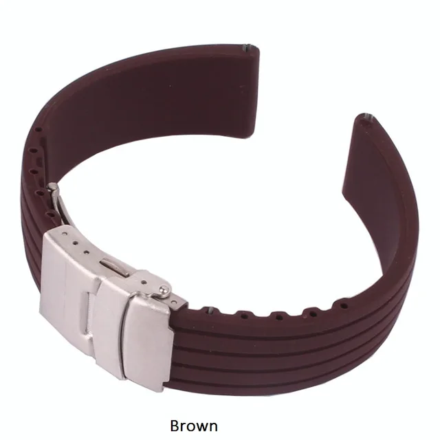Buy 2 get 10% off) New fashion Silicone Rubber 18/20/22/24mm Solid Red/Black/brown Watch Army Military watchbands Strap Bands Brown
