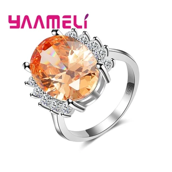 

Irregular Pattern Warm Color Orange Jewelry Ring 925 Sterling Silver Embellishment White Crystal Wedding Bridal Jewelry