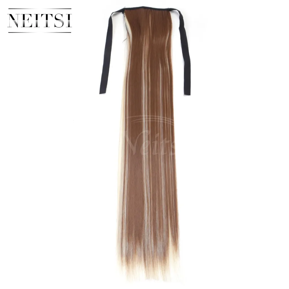Neitsi прямые длинные заколки в хвосте накладные волосы конский хвост шиньон с заколками синтетические HairF12-613