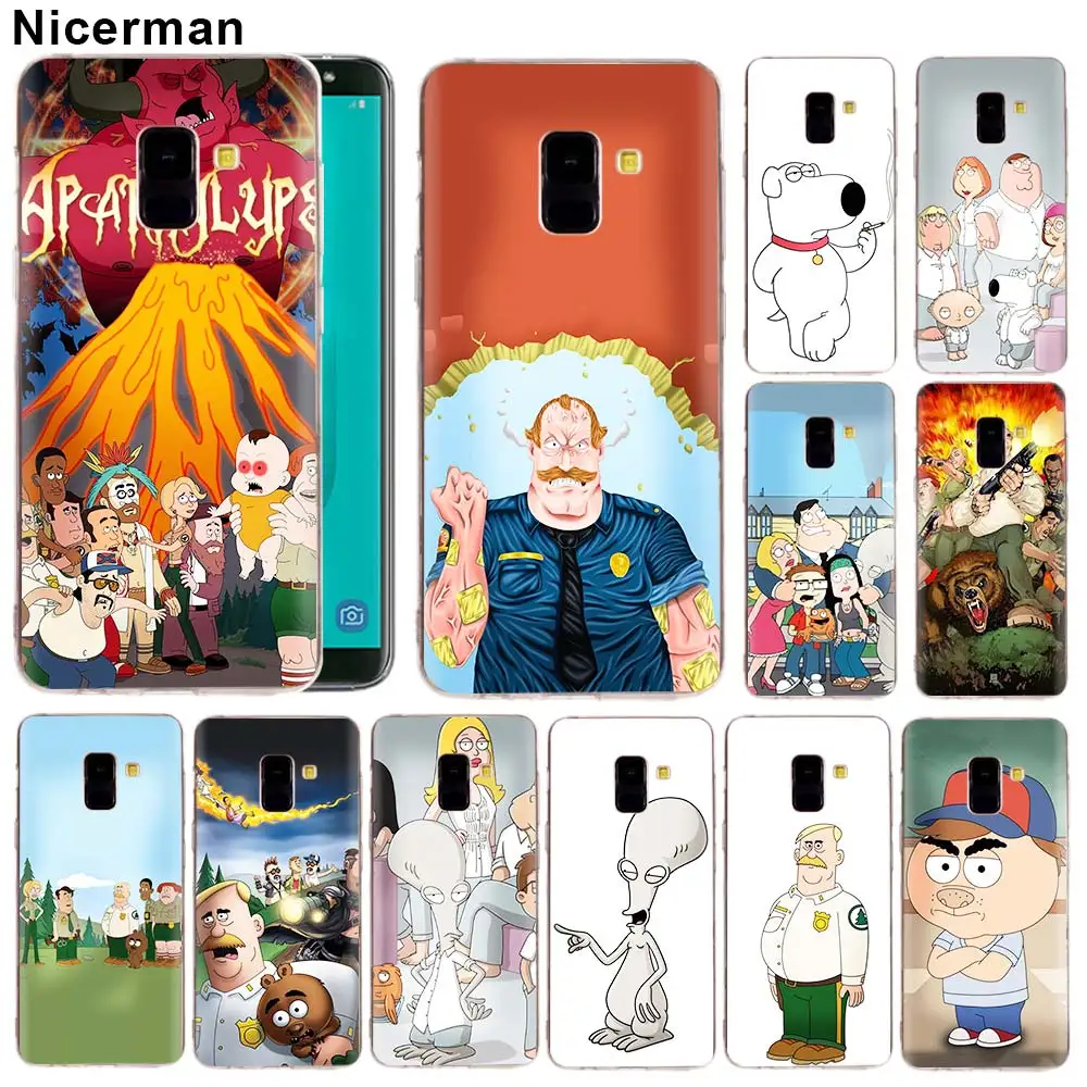 

Silicone TPU Case for Samsung Galaxy J8 J6 J4 Plus 2018 A50 A70 A80 Note 8 9 Cover Cartoon Brickleberry Clear Soft Capa