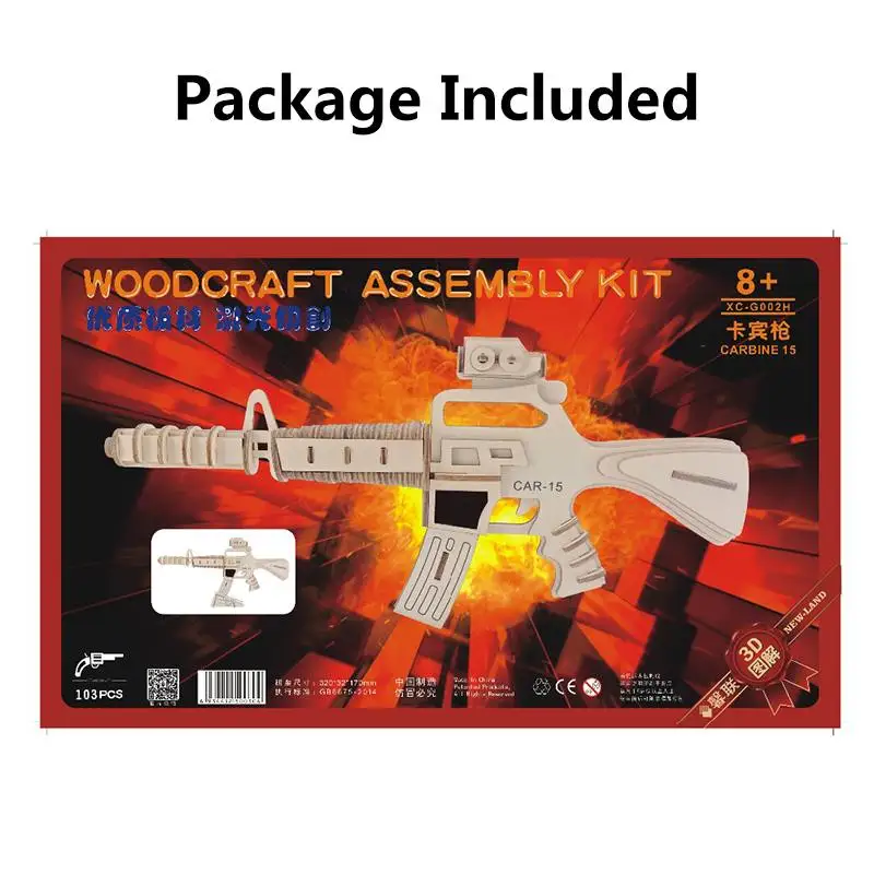 3D деревянные головоломки Собранный пистолет карабин DIY револьвер строительные блоки игрушки Моделирование снос игрушка для детей подростков взрослых
