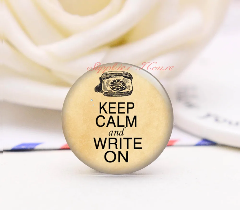 

Handmade Round Keep calm and write on photo glass Cabochons, Jewelry Finding Cameo Pendant Settings, (F09-053-038)
