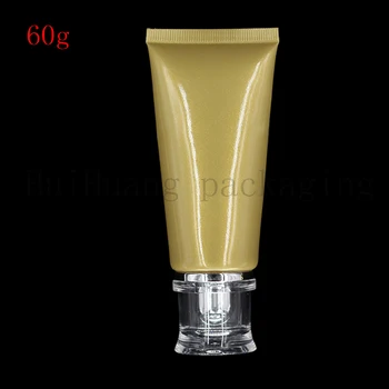 

30pcs 60g Gold Plastic Squeeze Bottle Refillable Cosmetics Facial Cleanser Cream Tube Empty Shampoo Lotion Soft Bottles