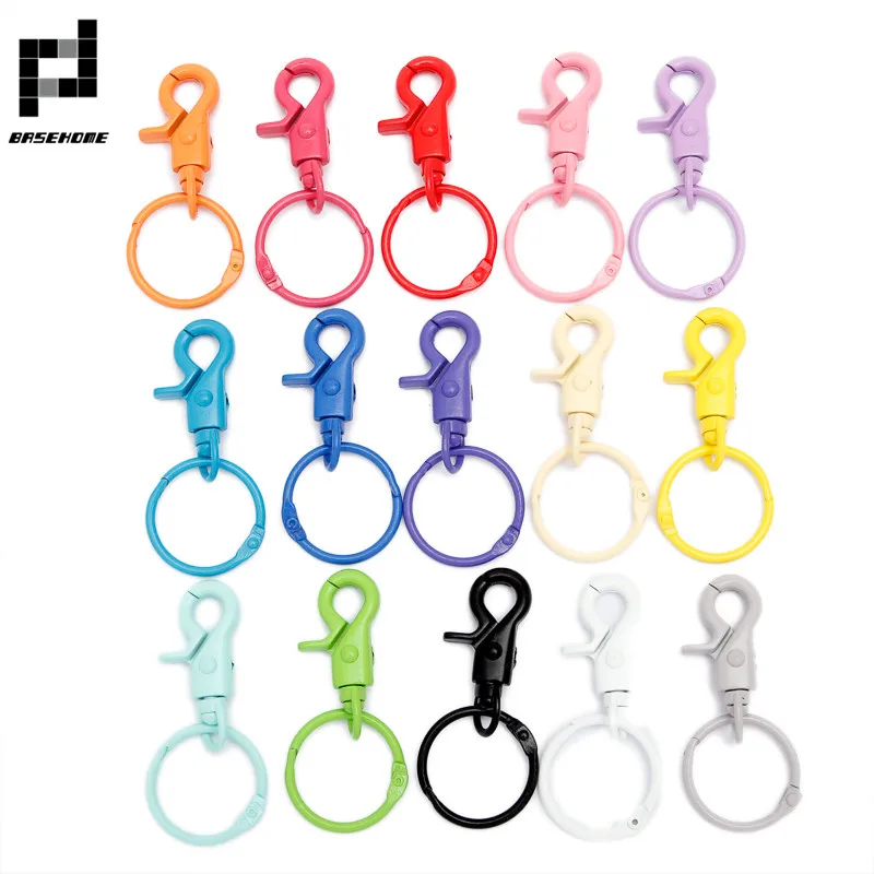 

BASEHOME 2pc/lot 15 Colors Keychains Lobster Clasps Hooks Key Chain Key Rings for DIY Trinkets Pom Pom Keychain Jewelry Findings