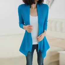 Горячая Распродажа, популярная новинка, зимний женский длинный вязаный кардиган ярких цветов в Корейском стиле, женский свитер, пальто