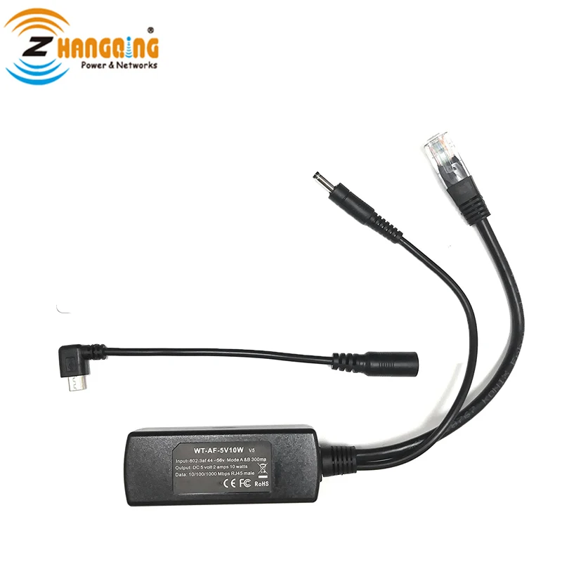 

48V to 5V 2A POE splitter gigabit 802.3af/at POE splitter With Micro-USB Connector for 5V 10W IP Camera Raspberry Pi