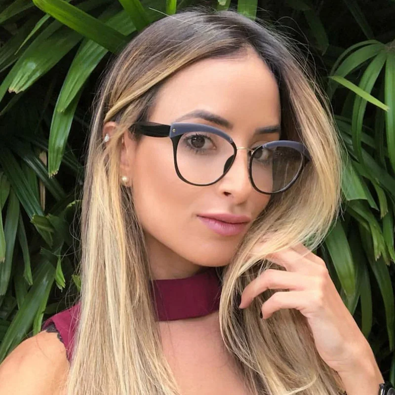

Rivet Frame Glasses Spectacle Frames For Women Fashion Clear Glasses Myopia Brand Designer Cat Eye Glasses Frames Eyewear UV400