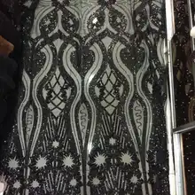 Ap906-1 черный вышивка блесток сетка тюль сетка кружева для вечернего платья/Распиловка/Свадьба