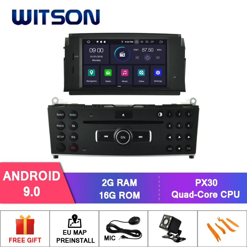 DE со! WITSON Android 9,0 автомобильный DVD для MERCEDES-BENZ C CLASS W204 2007-2011 4GB ram+ 64GB FLASH 8 Octa Core+ DVR/wifi+ DSP+ DAB - Цвет: PX30 Android 9.0