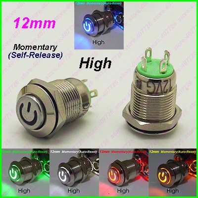 50PCS 12MM Metal Switch With LED 6V/12V/24V Power Start Push Button Momentary Auto Reset Released Indication High Head | Обустройство