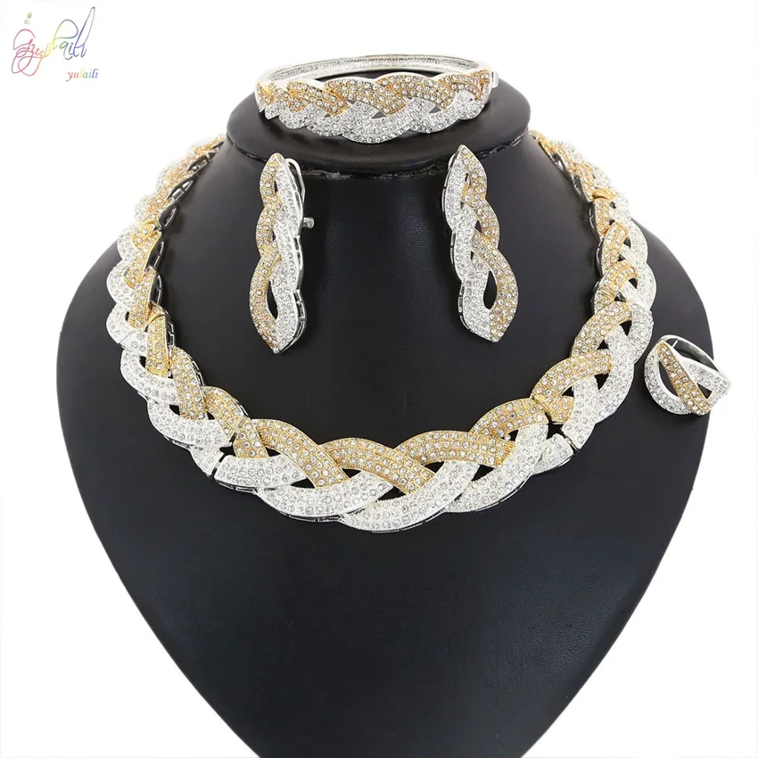 

YULAILI Fashion Cubic Zirconia Necklace Jewelry Set High Quality Zircon Stone Women Wedding Party Accessories