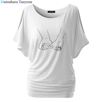 

New Fashion Summer Tops Punk Tshirts for Women Love Couple Hands T Shirt White Red harajuku female T-shirt Camisas TShirt t129