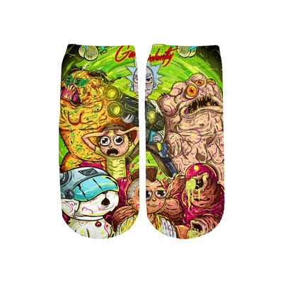 PLstar Cosmos/Новинка года; милые хлопковые короткие носки с 3D принтом с рисунком Рика и Морти для мужчин и женщин; корейские носки в стиле Харадзюку; WZ066 - Цвет: color as the picture
