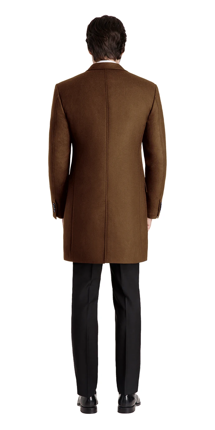 Осень/зима, Новое поступление, мужское плотное шерстяное пальто, английский стиль, одноцветное, темно-коричневое, 3 пуговицы, с отворотом, кашемировое пальто