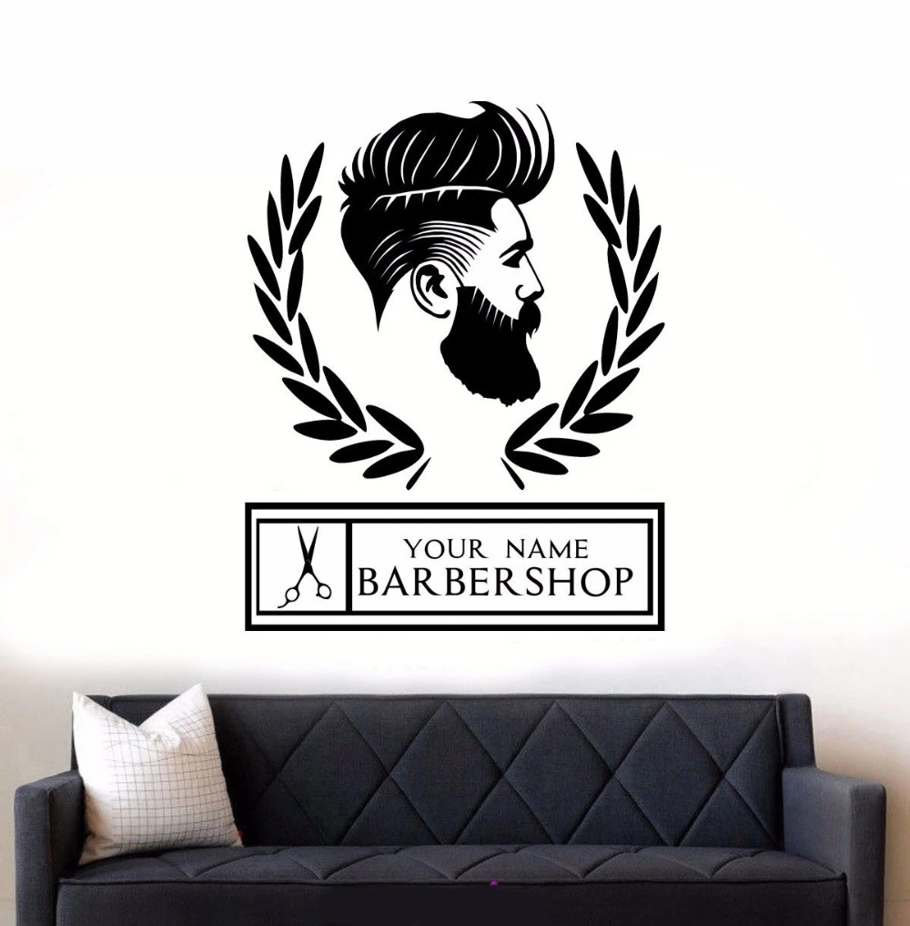 Barber Shop Wall Decal Removable Barber Shop Personalized Hipster Wall Sticker Babershop Decor Custom Barbershop Name Ay0168 Wall Stickers Aliexpress
