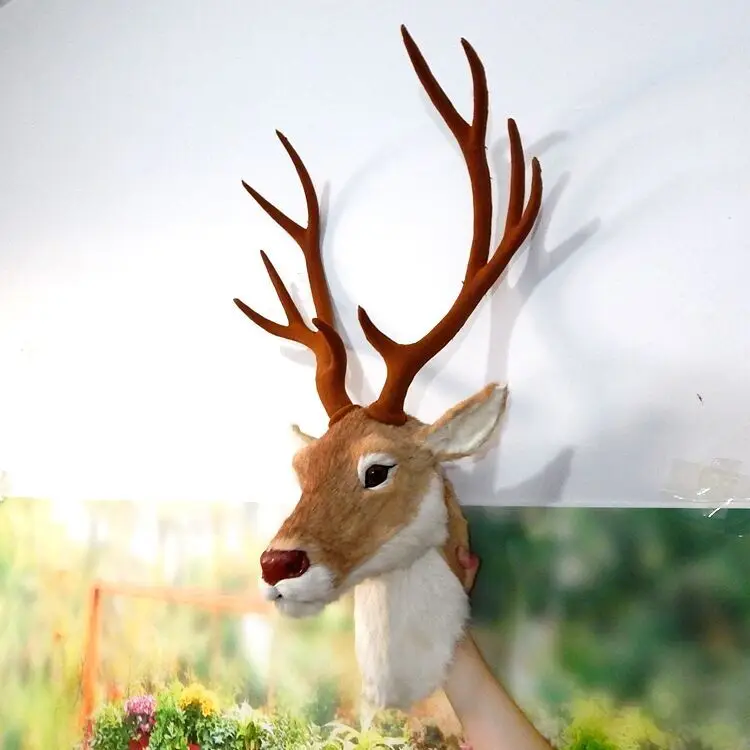 

big simulation sika deer head model polyethylene&furs deer head wall pandent gift about 35x48x75cm 2083