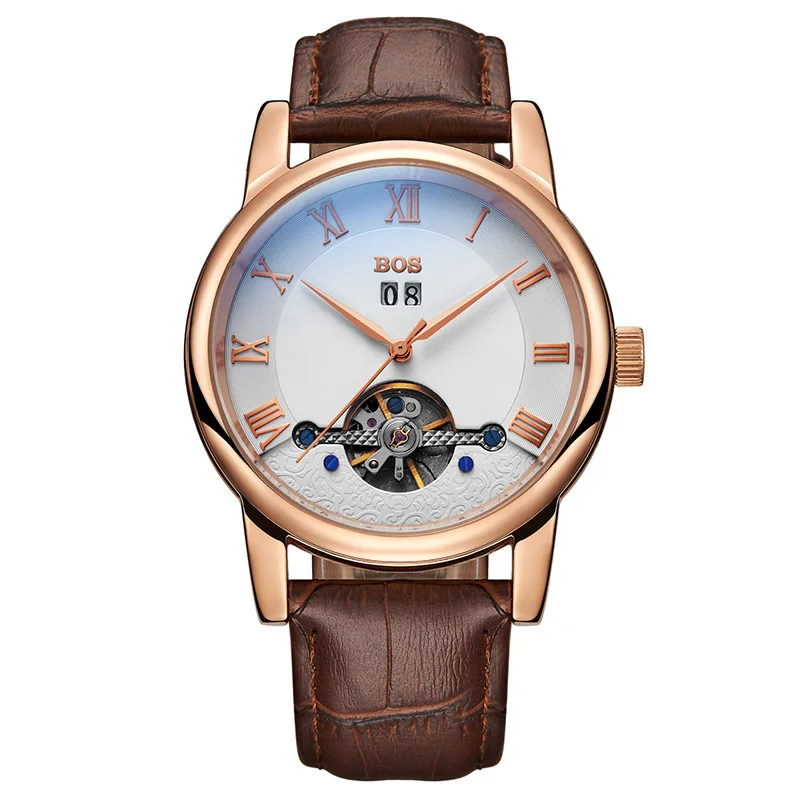 New Brand Luxury Business Multifunctional Hollow Tourbillon Automatic Mechanical Men's Leather Watch Relogio Masculino