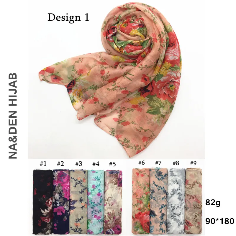 

Beautiful floral print scarf Fashionable big flower cotton viscose gauze thin Super soft shawl Sunshade scarf female 10pcs/lot