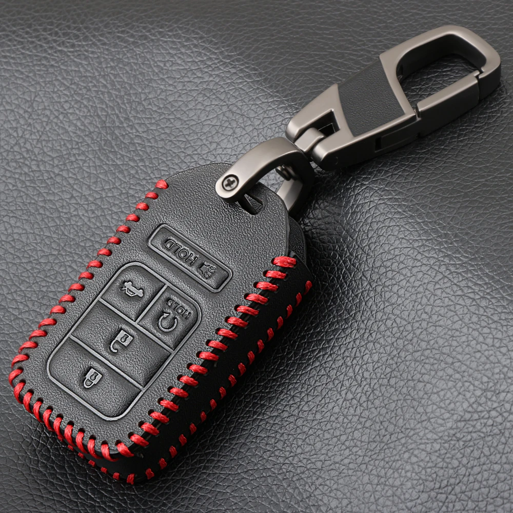 Genuine Leather 5 Buttons Car Keyless Smart Key Fob Case Cover for Honda Civic Accord Pilot CRV 2015 key case key case cover car key shell