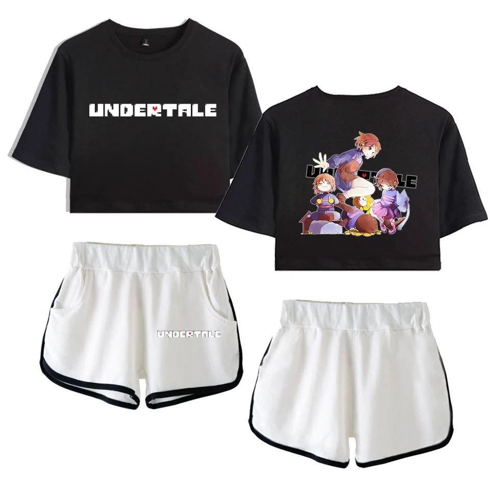Женский Повседневный комплект из 2 предметов белая футболка с коротким рукавом и