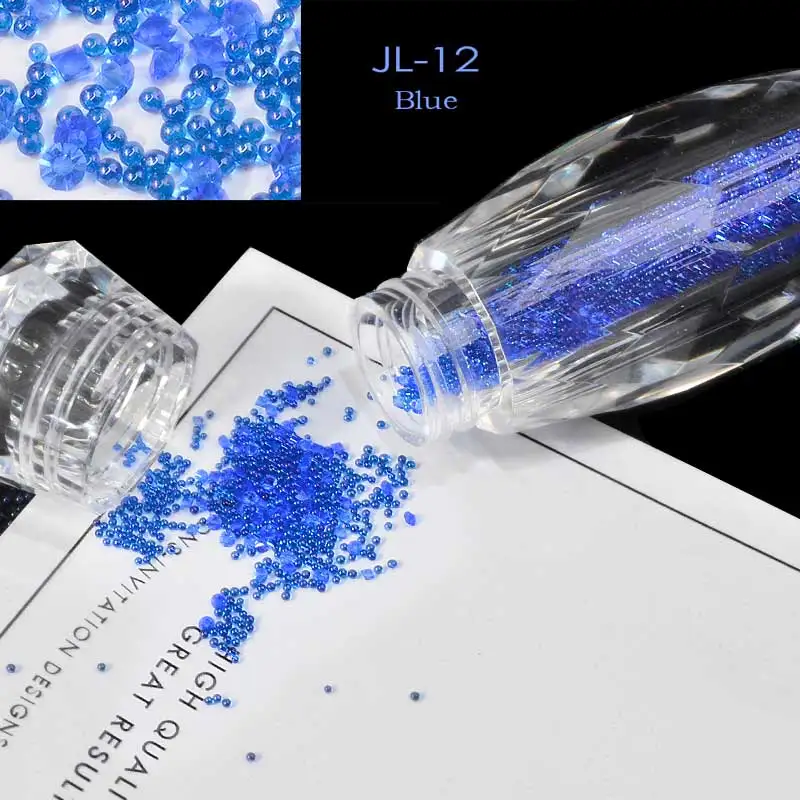 17 цветов Крошечные Хрустальные икры бусины микро цветные стеклянные стразы блеск мини Шарм бисера 3D сделай сам ногти маникюр художественные украшения - Цвет: Blue-12