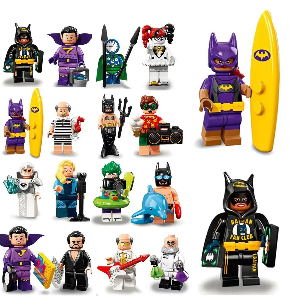 

1pcs Ation Figure Super Hero Avengers Batman Robin Mr.J clown Clock King General Zod Building Blocks Toys For Children JM-44