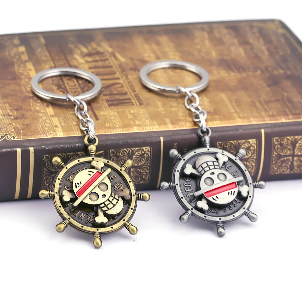 

Anime One Piece Logo Keychain Luffy Ace Nami Chopper Key Ring Pendants Holder for Car Souvenirs Accessories Figures Cosplay Toys