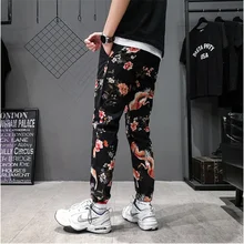 Zogaa, штаны в стиле хип-хоп с цветочным принтом,, мужские японские Харадзюку уличные штаны для бега, мужские Модные Спортивные штаны, черные спортивные штаны