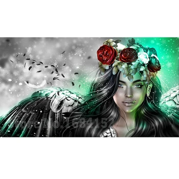 

Large size Diy Diamond Painting Cross stitch kits angel flower Needlework 5D Square Mosaic Diamond Embroidery Rhinestones decor
