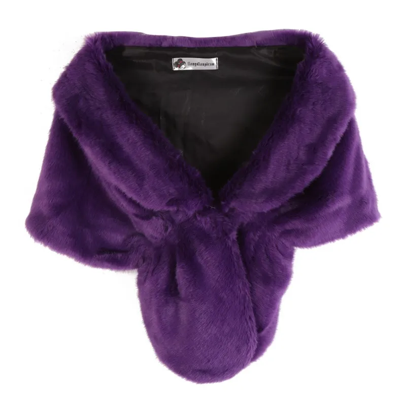 Women Faux Rabbit Fur Coats Jackets Noble Bridal Wedding Faux Fur Long Shawl Stole Wrap Shrug Scarf Coats