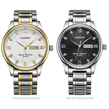Оригинальные CADISEN Мужские часы 3ATM водонепроницаемые Авто Дата мужские часы первые роскошные золотые из нержавеющей стали Классические кварцевые часы