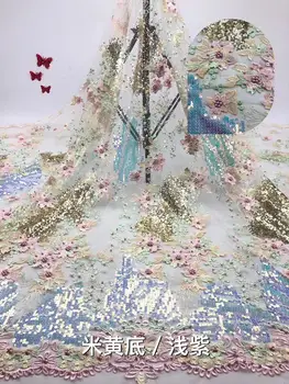 

Soft African Guipure Lace FABRIC Nice Nigerian Lace Fabrics High-End Embroidered Beaded Lace FABRIC For Wedding Dress