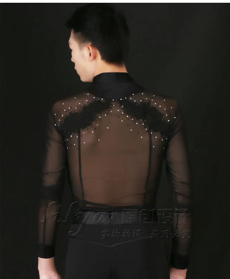 dance wear men 2017 Tailor-made 100% New Lace men's shirt Competition Dance Man Latin Shirt Boys Latin Dance Men Dress Latin Dance Adult Dress ballroom clothes for men