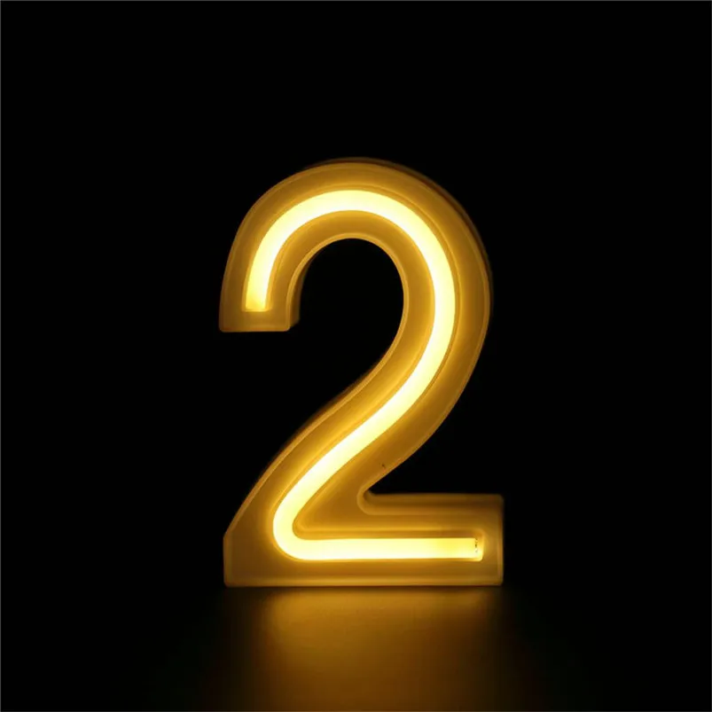 Number 0-9 Lamp LED Letter Light USB Letter Night Light Up White Plastic Letters Standing Hanging Home Decor Lamparas 40JUN125