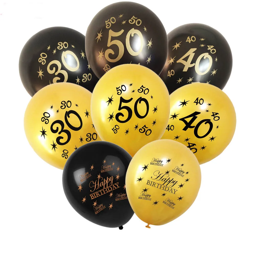 ZLJQ-10p-12inch-Gold-Black-30th-40th-50th-Happy-Birthday-Balloons-Wedding-Anniversary-Decoration-Globos-Birthday