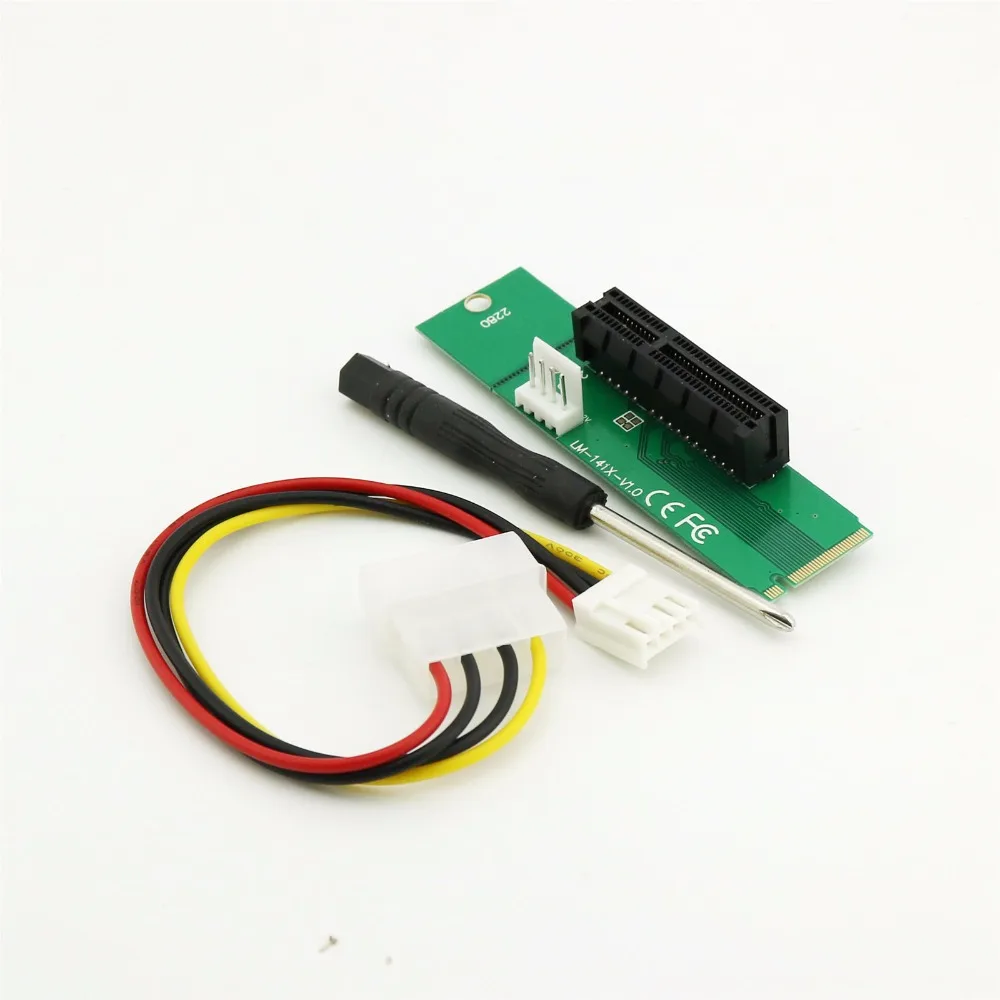 1 Sets PCI E PCI Express 4X Female to NGFF M.2 M Male Key Power Adapter