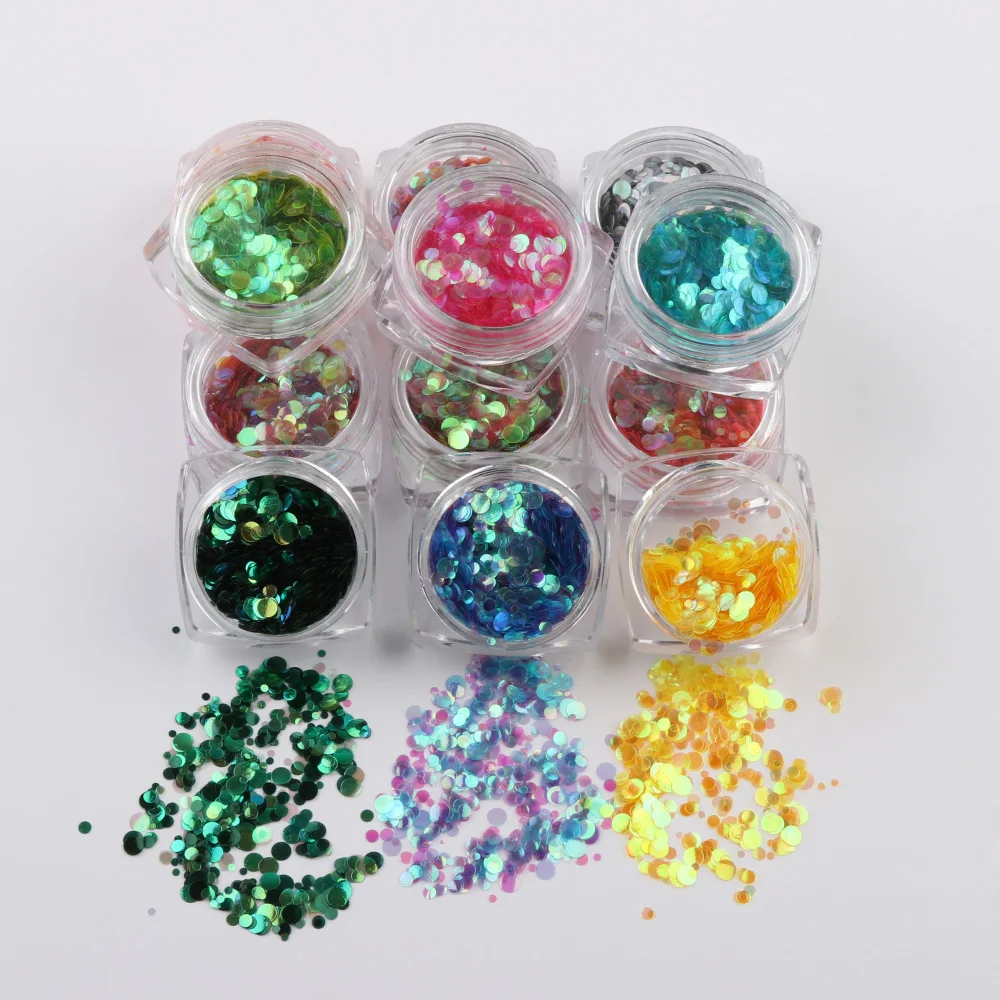 

1 Bottle Fashion Mermaid Scale Nail Glitter Sequins Colorful Nail Slices Decoration DIY Fish Scale Nail Art Semi-transparent Tip