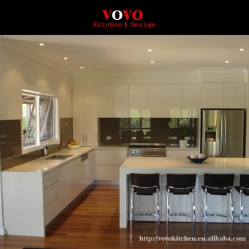 

High glossy white lacquer custom made kitchen cabinet furniture design