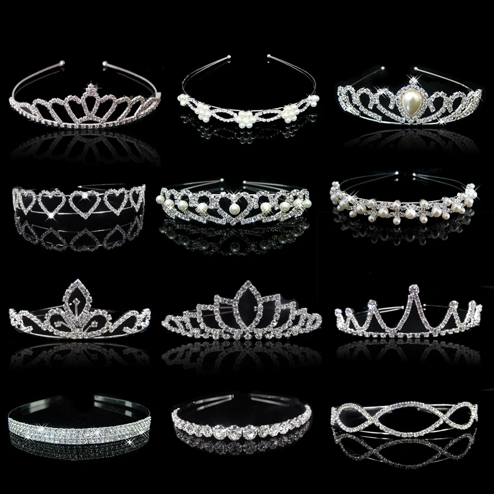 2 Diadèmes Couronne Princesse Pour Fille - En Alliage, Couleur Rose Et Mauve, Pour Fête, Photo