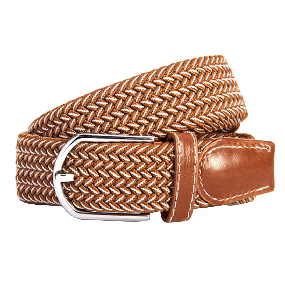 Canvas Braided Elastic Woven Leather Belt For Men Elastic Braided