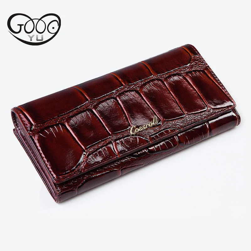 

New ladies wallet in the long section of leather crocodile pattern layer of leather big European and American clutch bag