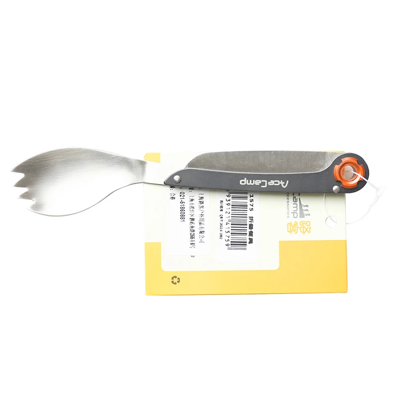 AceCamp Multi-función Taleware Mini portátil de acero inoxidable cubertería plegable tenedor cuchillo para Camping al aire libre Pinic