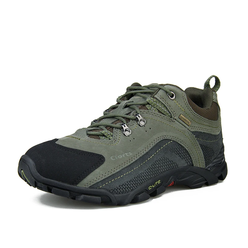 

Clorts Men Hiking Boots Genuine Leather Low Cut Outdoor Hiking Shoes Uneebtex Waterproof Trekking Sport Sneakers 3D001A