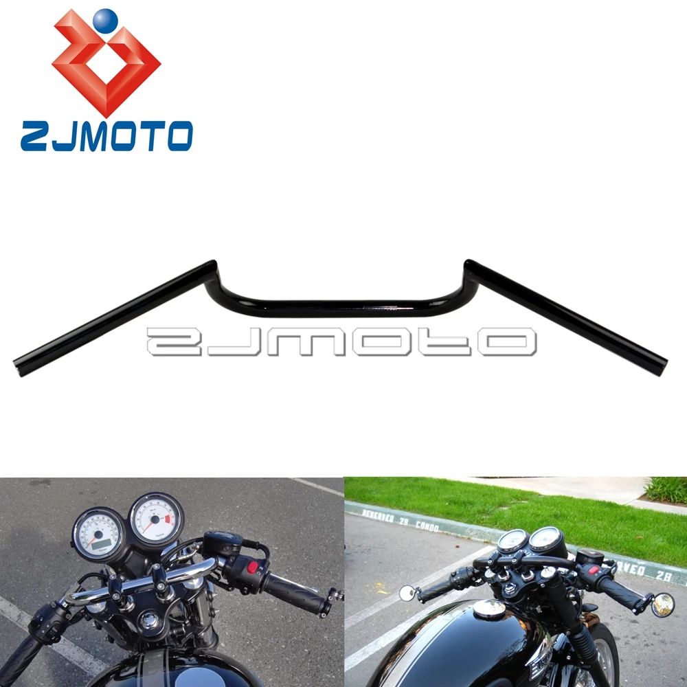 ZJMOTO Black Handlebar 7/8" Clubman Drop Bar For Triumph Norton For
