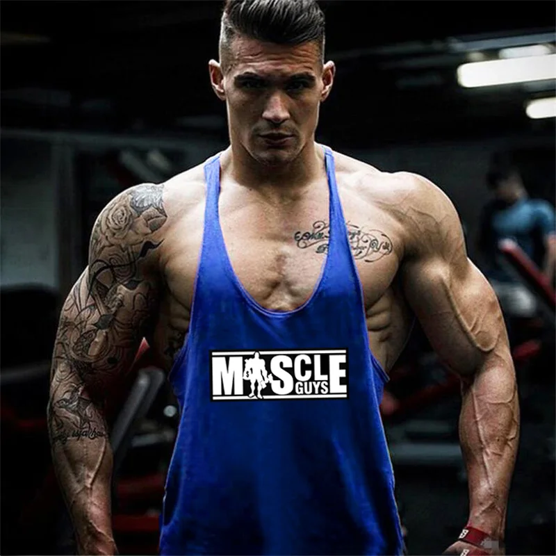 Muscleguys, майка для бодибилдинга, мужские рубашки, брендовая одежда для фитнеса, Мужская майка, без рукавов, хлопок, для тренировок, Стрингер, рубашки