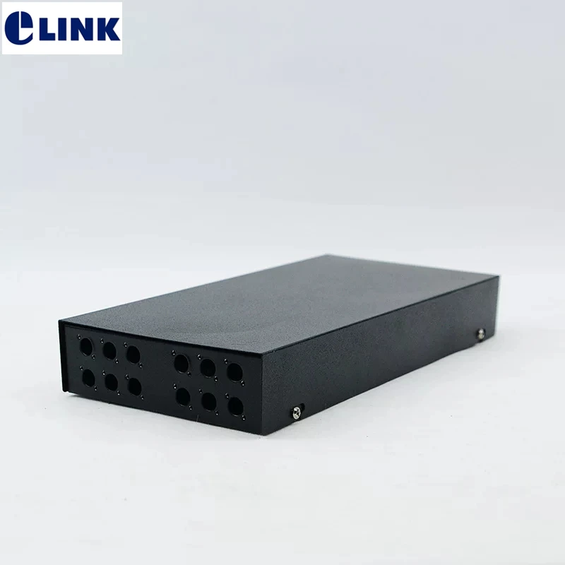 12 cores FTTH ST blank terminal box SPCC 12 ports ST fiber optic patch panel FTTX distribution box black ftthELINK 3pcs