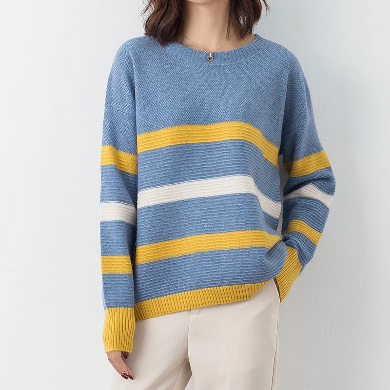 DSANNINGT Новое поступление женский свитер шерстяной свитер Женский пуловер с круглым вырезом вязаный кашемировый свитер