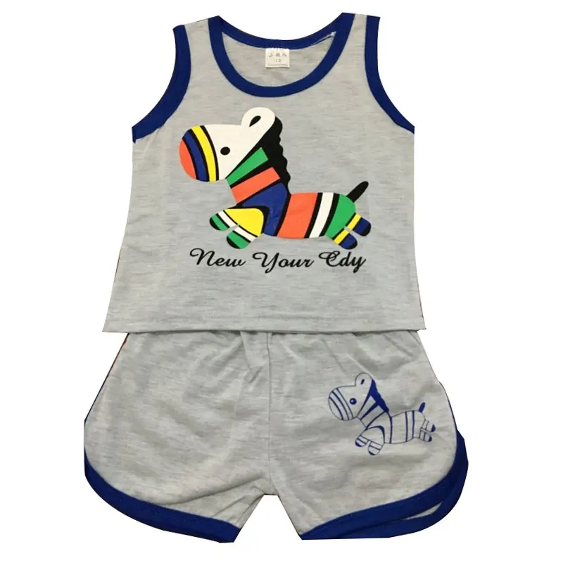 Летняя одежда для малышей хлопковый комплект одежды, жилет и шорты для новорожденных, комплекты одежды для маленьких мальчиков На возраст от 0 до 2 лет комплект для малышей Одежда для маленьких мальчиков - Цвет: Gray