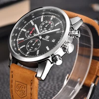 Benyar-reloj deportivo analógico de cuero para hombre, cronógrafo de pulsera militar, de marca de lujo