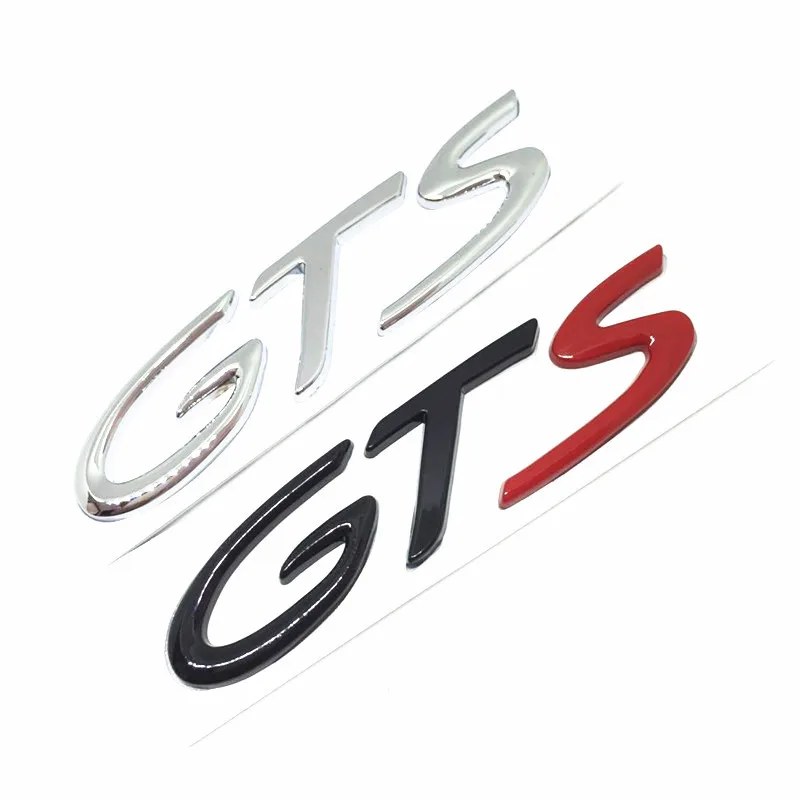 

3D Chrome Metal GT GTS Emblem Badge Car Sticker Auto body fender Rear Trunk Decals for Porsche Cayenne Cayman Macan 911 718 S